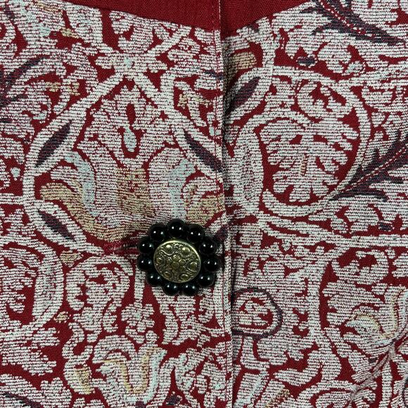 Marsha Brander Componix Tapestry Blazer Jacket Womens 12 Red Floral Jacquard NEW - Picture 3 of 9
